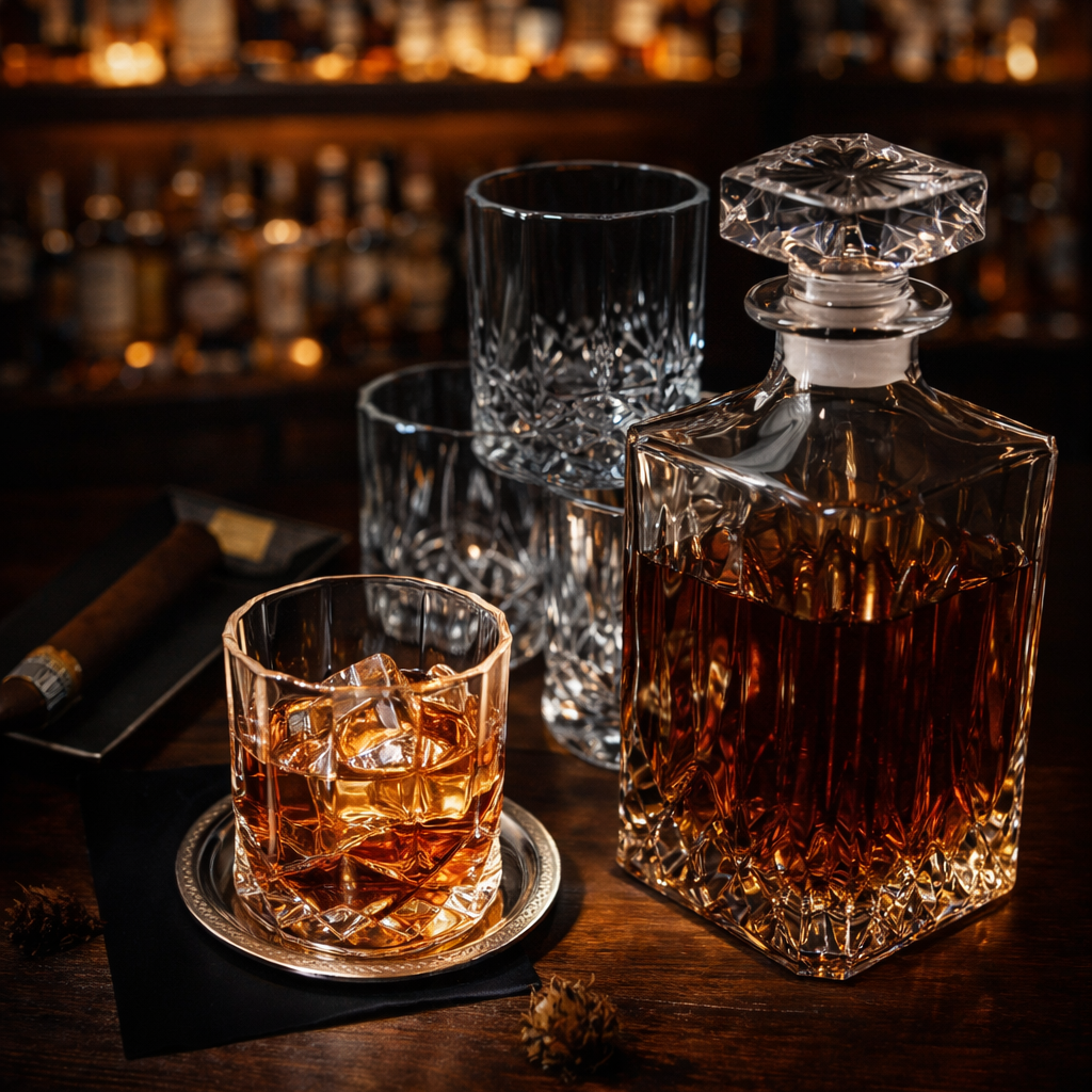 Whiskysett – Flaske og glass