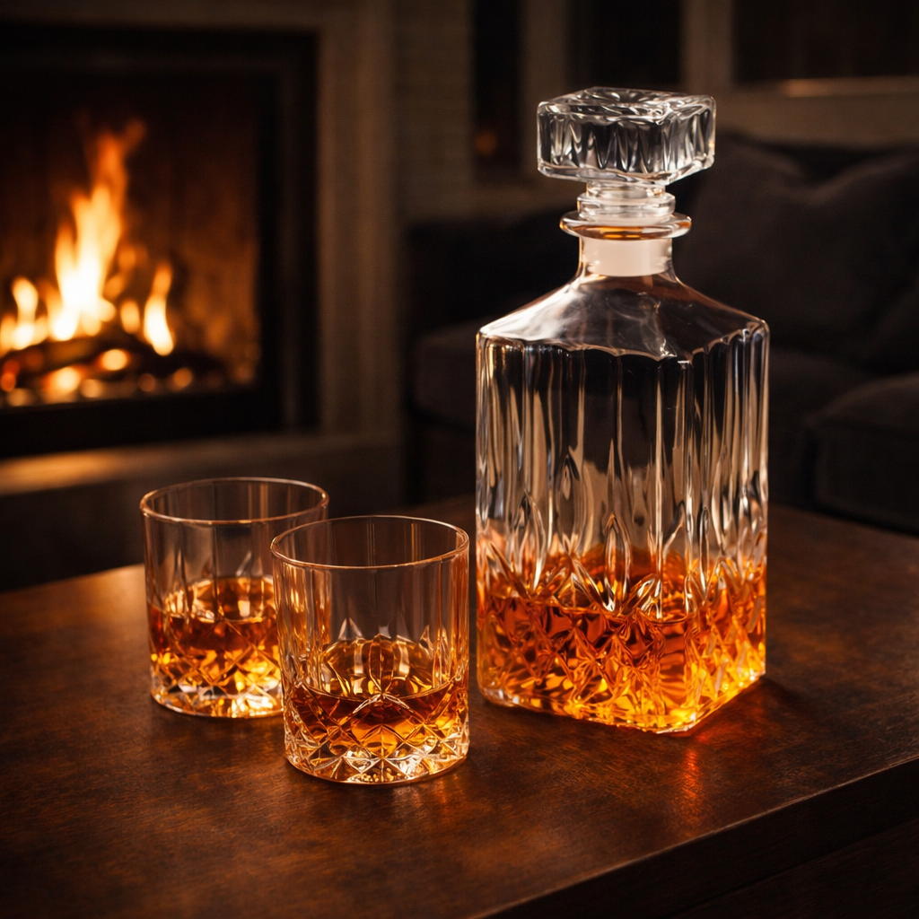 Whiskysett – Flaske og glass